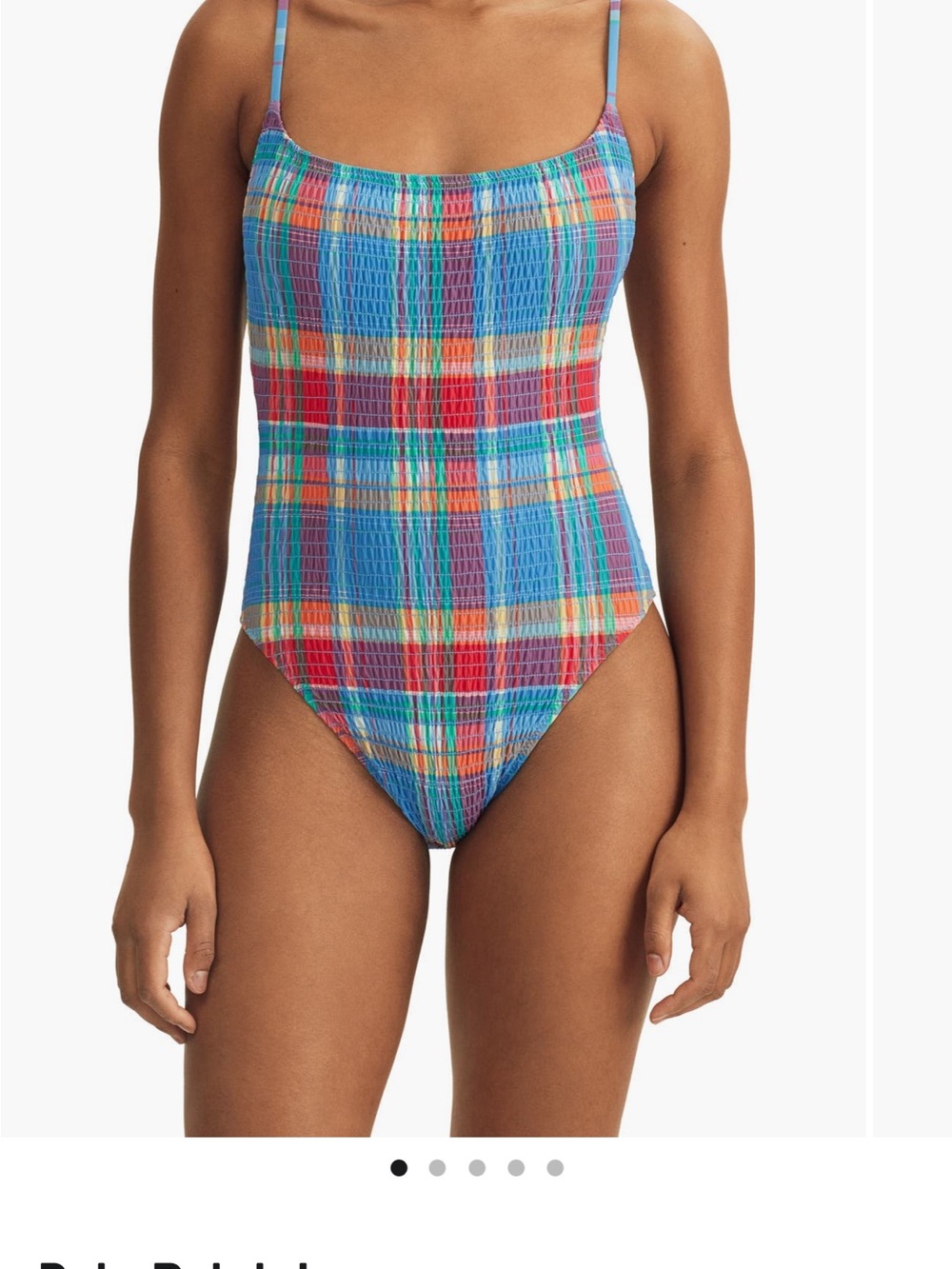 Polo by Ralph Lauren Blue Multi Plaid One-Piece Swimsuit NWT